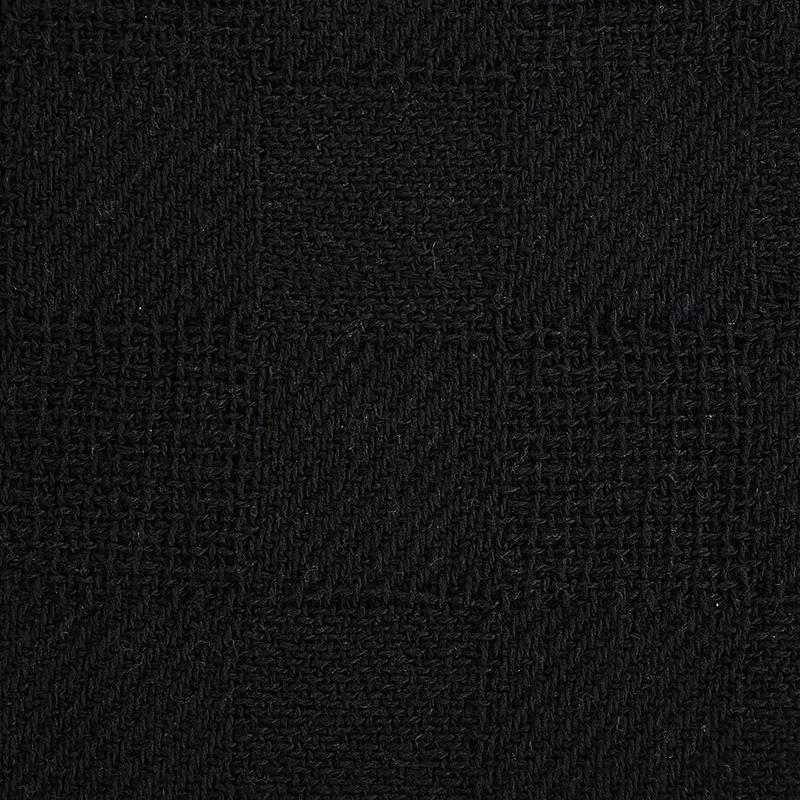 Cozy Cotton Checkered Weave Throw Blanket with Fringe - Black