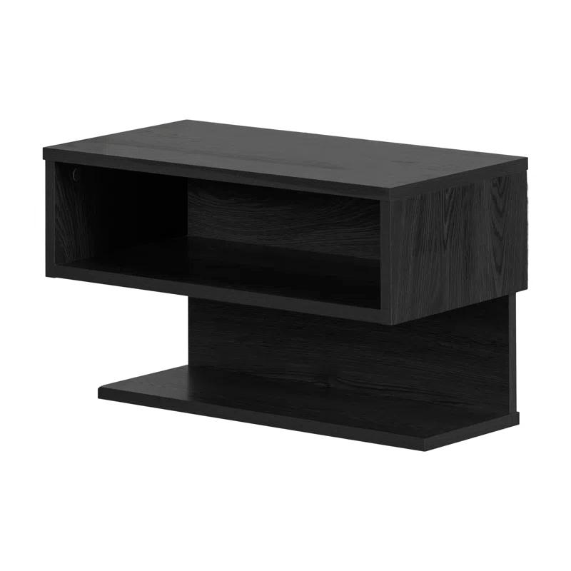 Contemporary Sleek Gray Oak Floating Nightstand