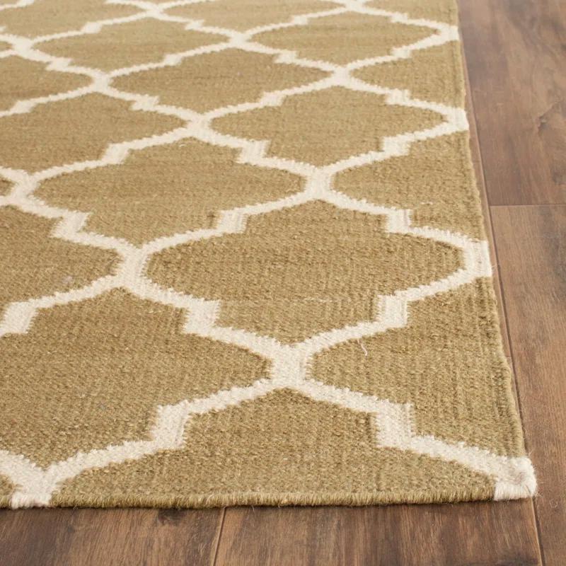 Winston Porter Milltown Hand Woven Flat Weave Wool Geometric Rug