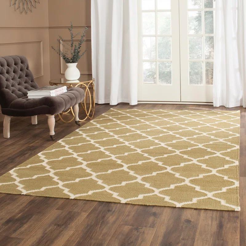 Winston Porter Milltown Hand Woven Flat Weave Wool Geometric Rug