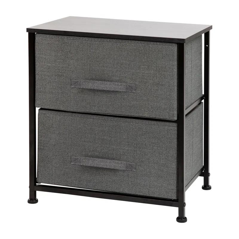 Malone 2 Drawer Storage Stand with Wood Top & Fabric Pull Drawers