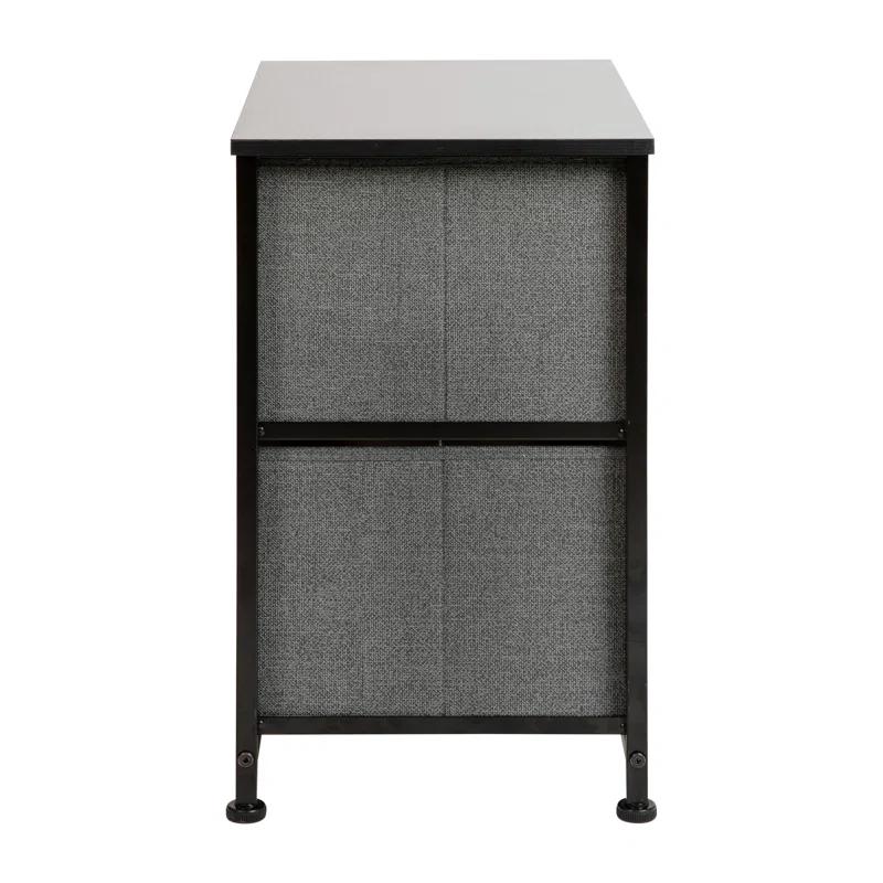 Malone 2 Drawer Storage Stand with Wood Top & Fabric Pull Drawers