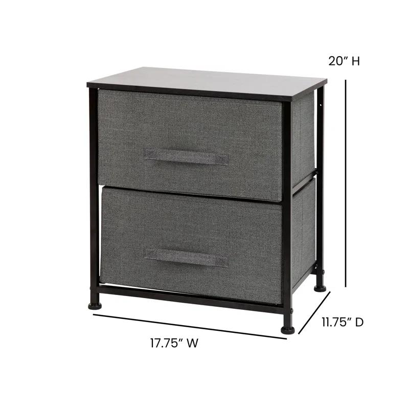 Malone 2 Drawer Storage Stand with Wood Top & Fabric Pull Drawers
