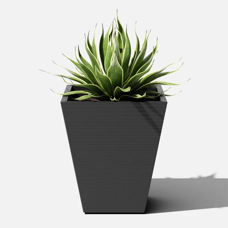 Veradek Pro Series Linear 30" Black Grooved Outdoor Planter