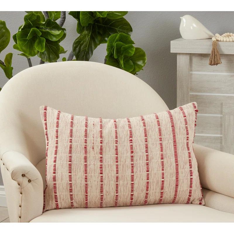 Saro Coralee Collection Striped Cotton Pillow Cover
