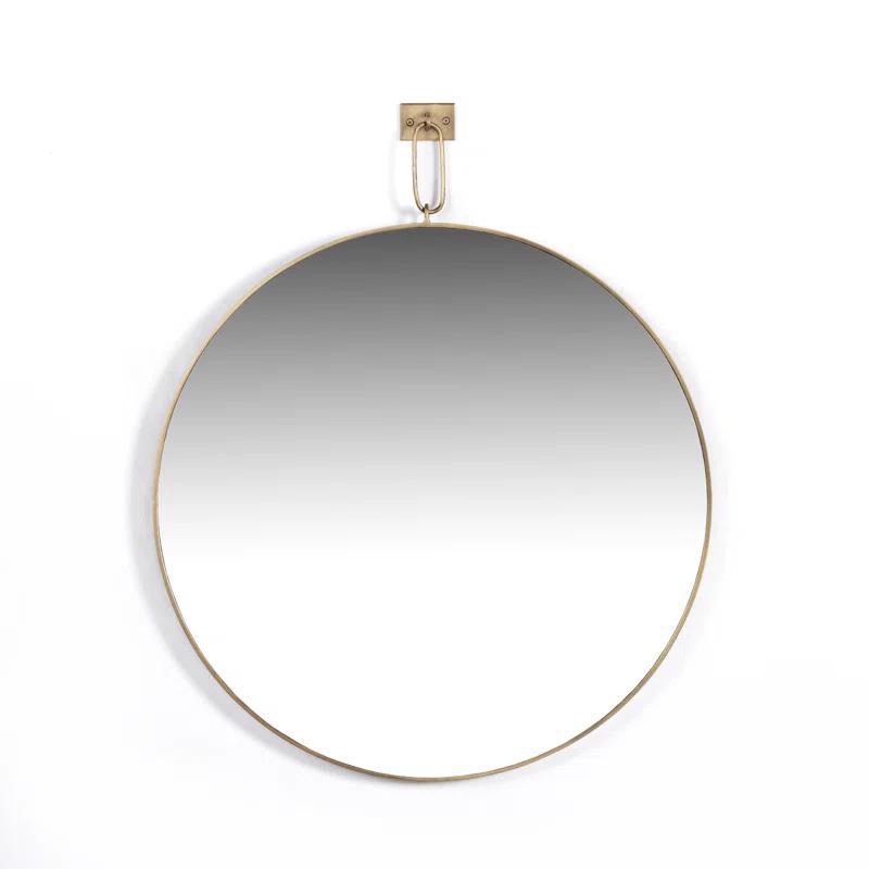 Vina Antique Brass Round Wall Mirror 30"