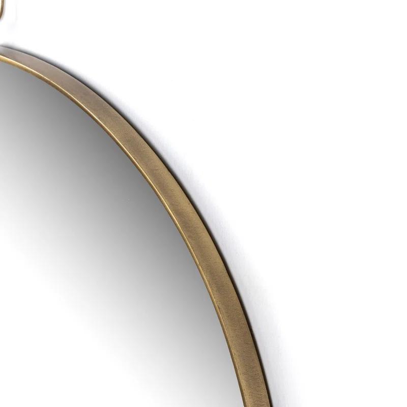 Vina Antique Brass Round Wall Mirror 30"