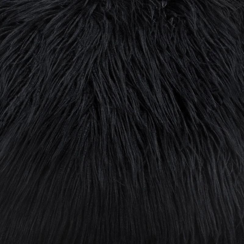 Diamond Dual-Sided Faux Fur 18" Square Accent Pillow in Black