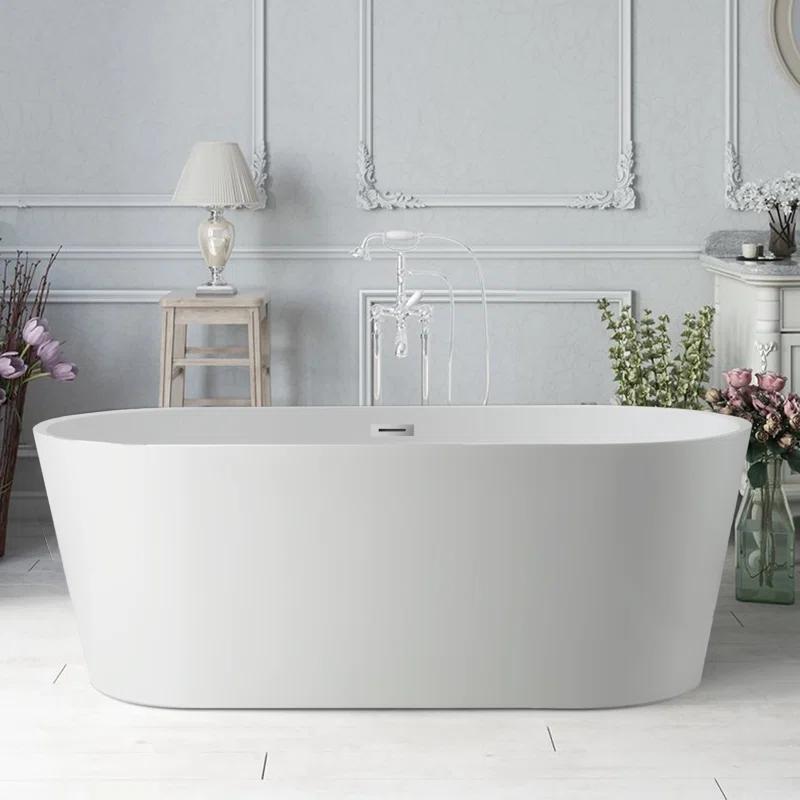 Iris 59" x 30" Freestanding Soaking Acrylic Bathtub