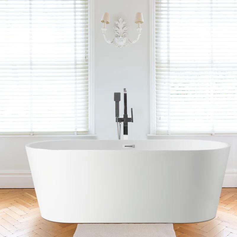 Iris 59" x 30" Freestanding Soaking Acrylic Bathtub