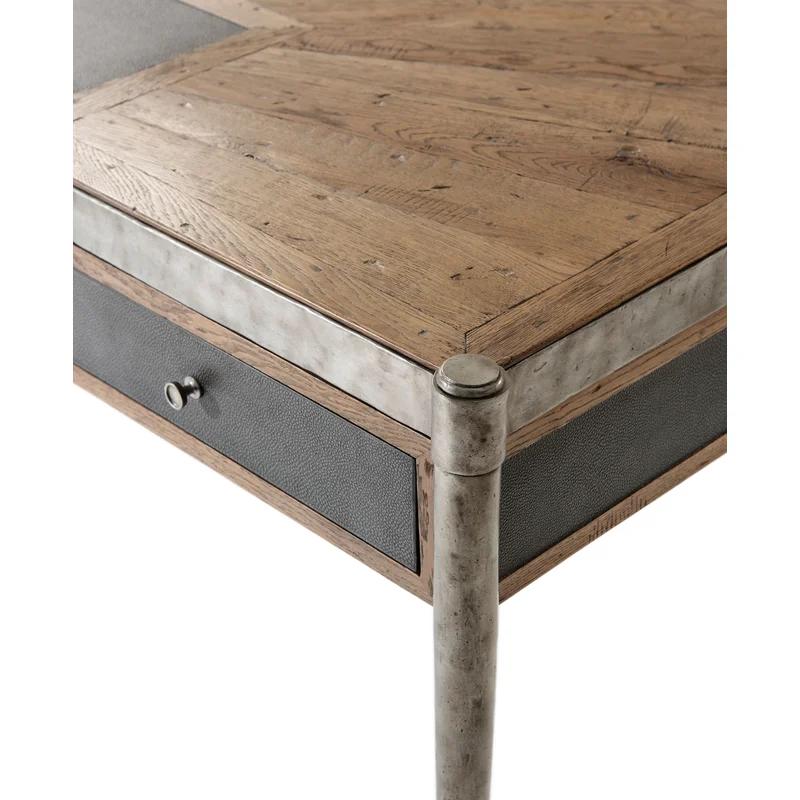 Echo Oak Parquetry Desk with Leather Writing Surface and Drawers