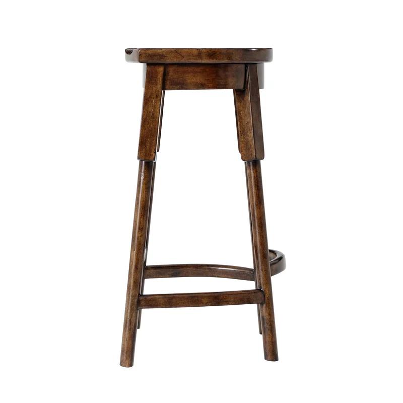 Rustic Brown Wood Saddle Seat Bar Stool