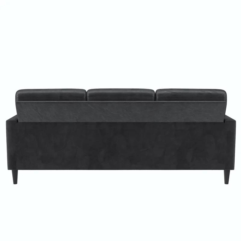 Winston Dark Gray Velvet Reversible Sectional Sofa with Ottoman