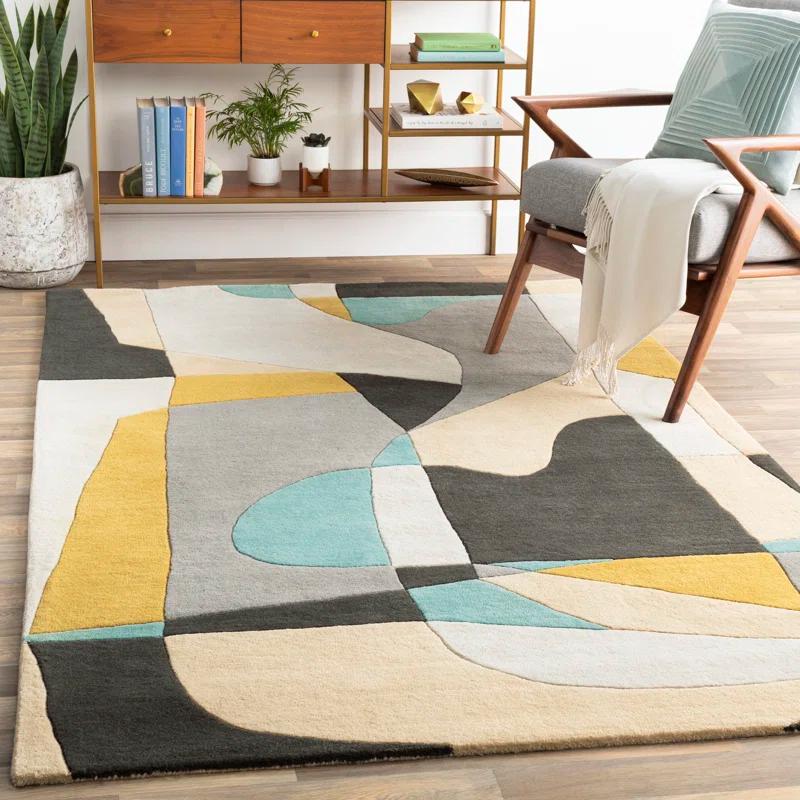 Handmade Tufted Gray Wool 6' x 9' Rectangular Easy Care Rug