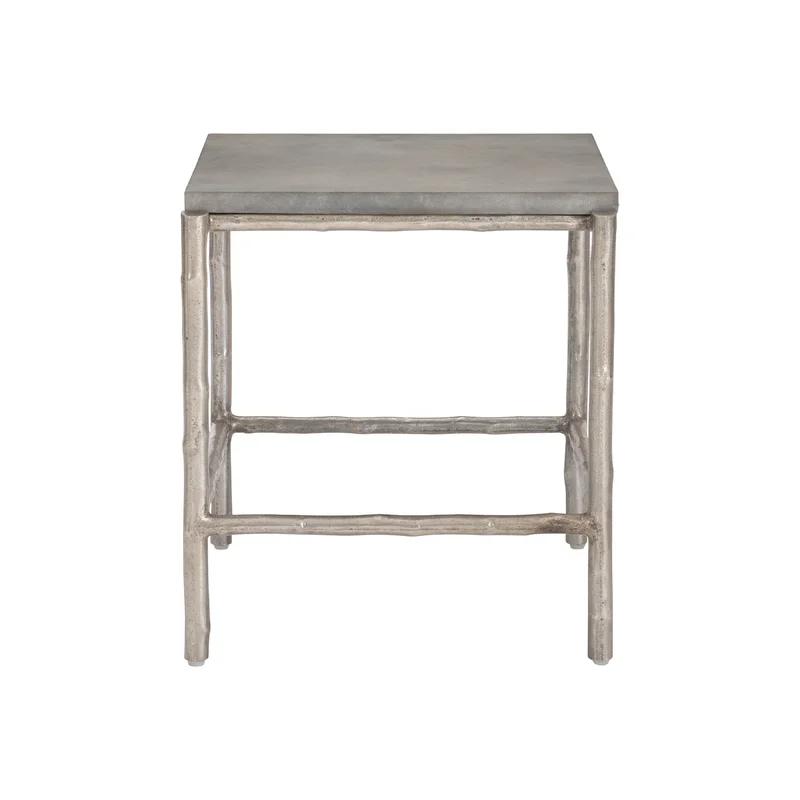 Gray Rectangular Metal and Glass Side Table