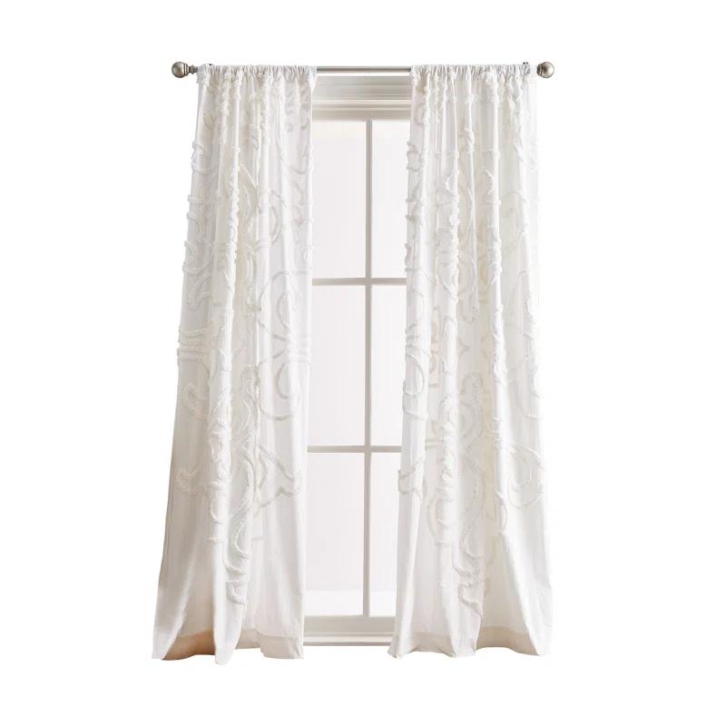 Peri Home Peri Home Gates Tufted Chenille Rod Pocket Curtain Panel Pair White (Set of 2)