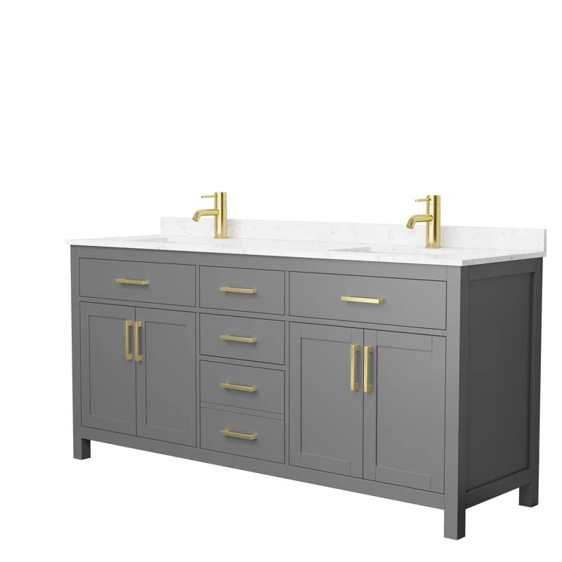 Beckett 72" Freestanding Double Bathroom Vanity with Cultured Marble Top