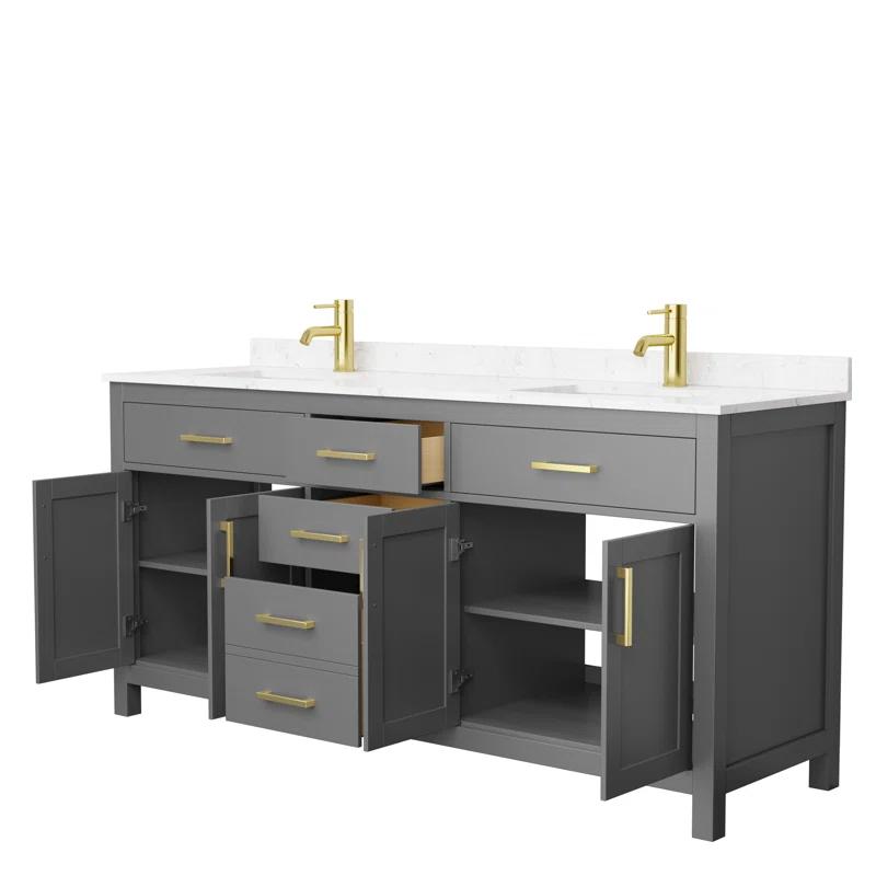 Beckett 72" Freestanding Double Bathroom Vanity with Cultured Marble Top