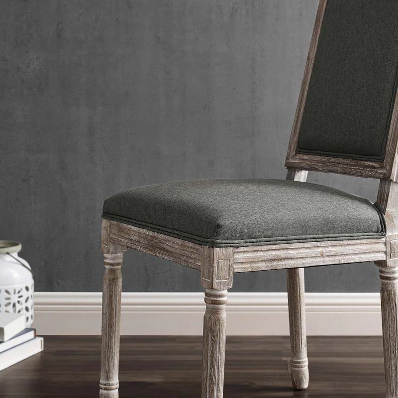 Natural Gray Vintage French Inspired Upholstered Leather Side Chair