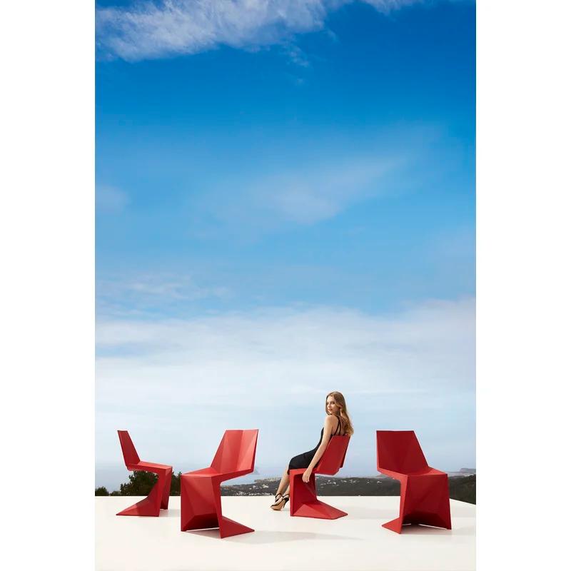 Karim Rashid Red Matte Polypropylene Armless Dining Chair Set