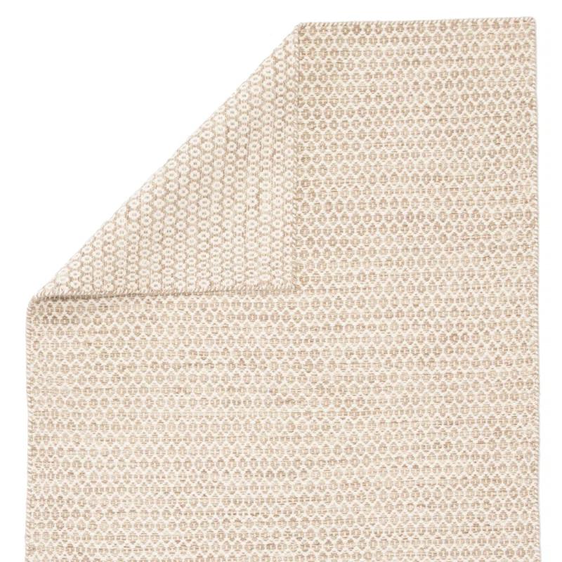 Midford Geometric Hand-Woven Flatweave Wool Beige Area Rug