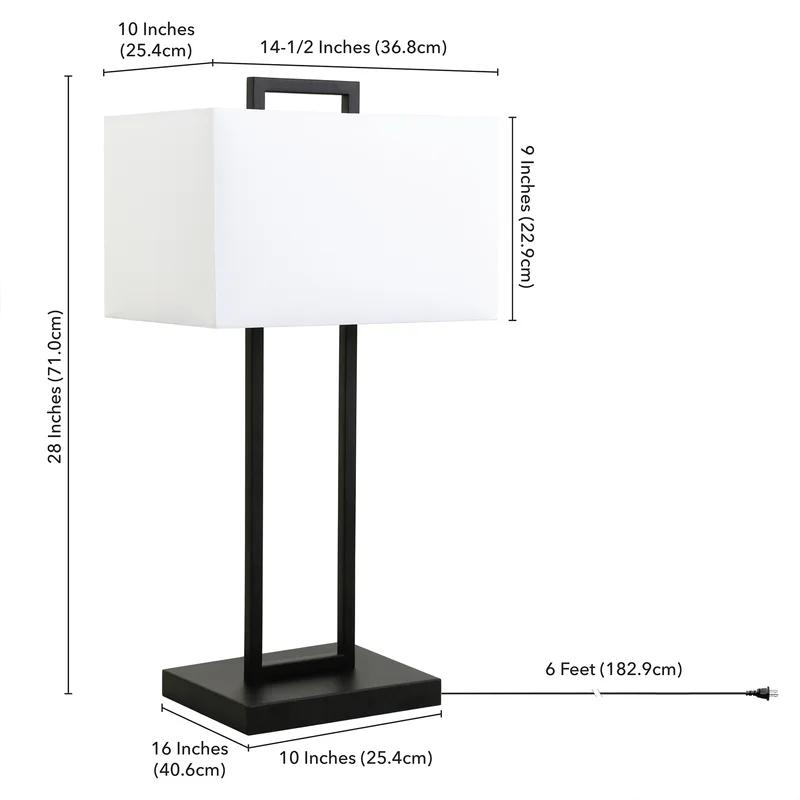 White Linen Drum Shade 28" Modern Table Lamp