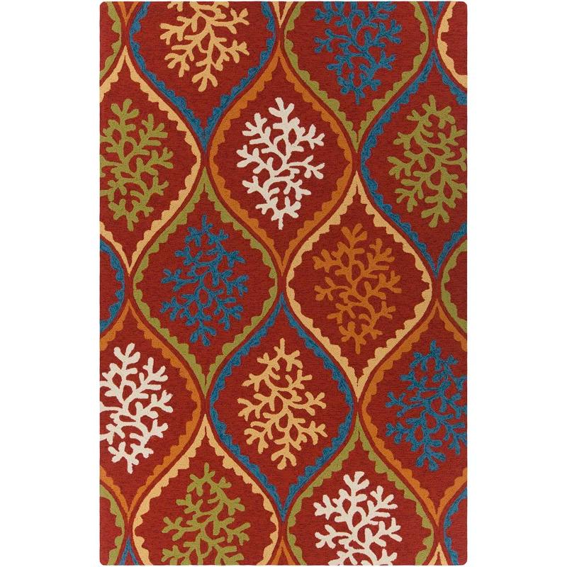 Terra Red Hand-Tufted Shag Wool Blend 5' x 7' Area Rug