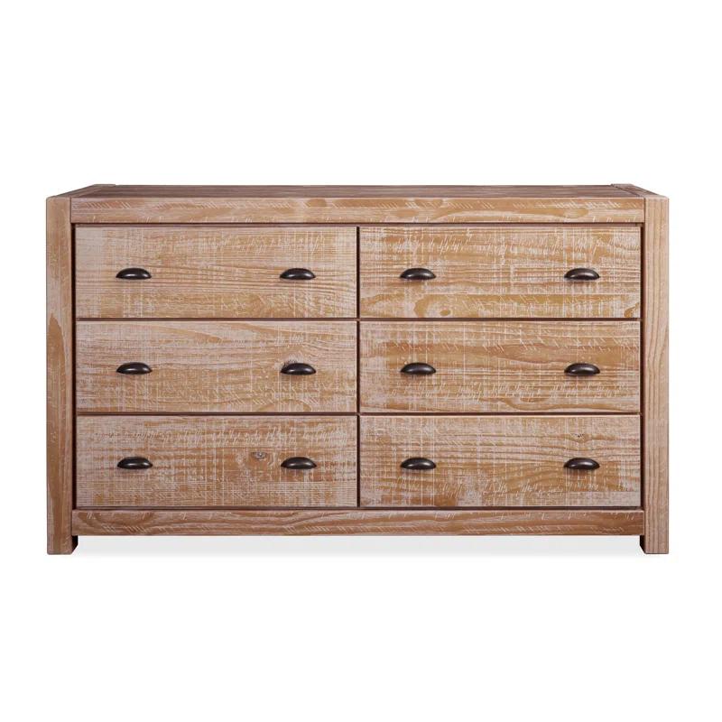 Montauk Double Driftwood Dark Wood Farmhouse Dresser with Extra Deep Drawer