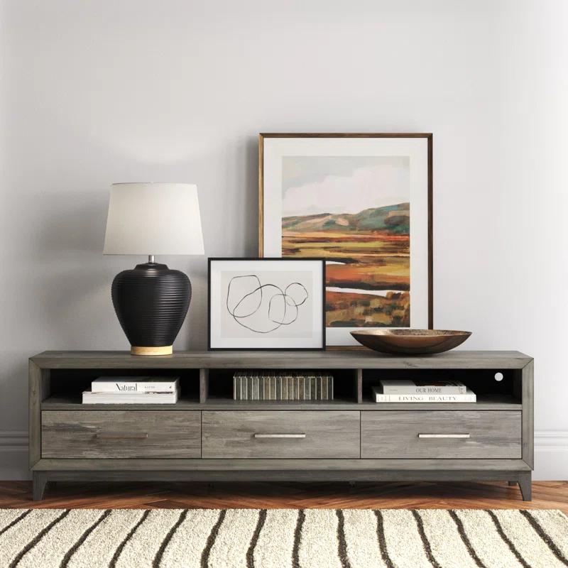 Mercury Gray 76'' Contemporary Media Console with Cabinet