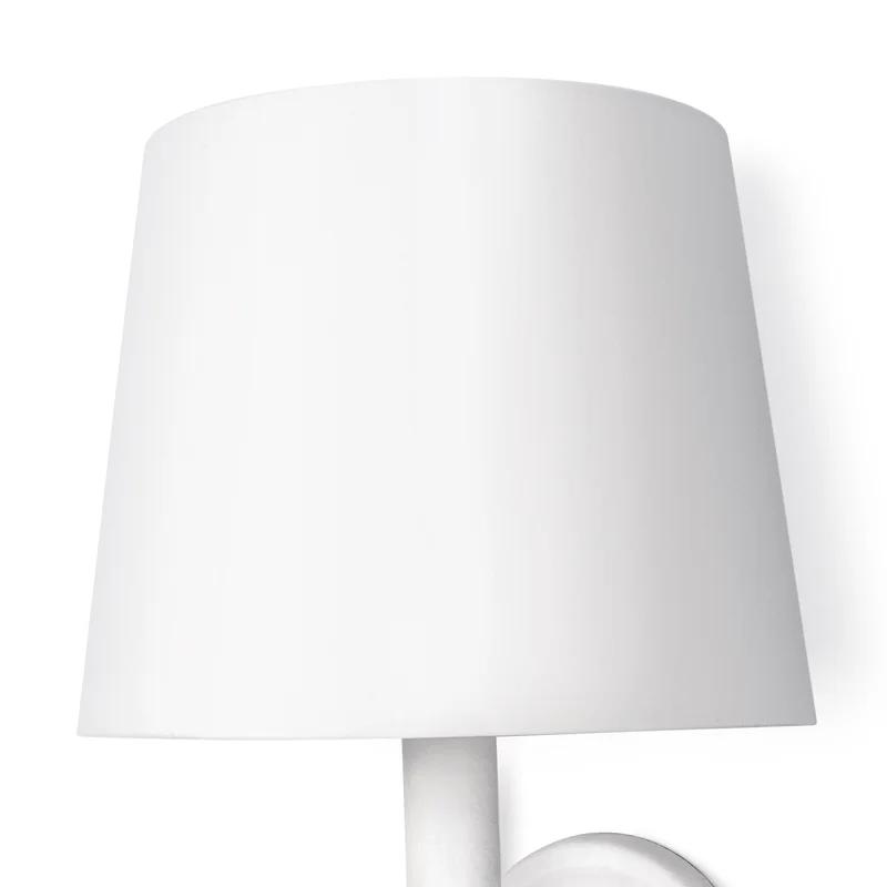 Matte White Linen-Shade Dimmable Steel Wall Sconce