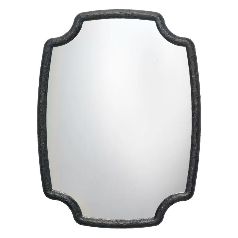 Selene Charcoal Scalloped Large Rectangular Bathroom Mirror