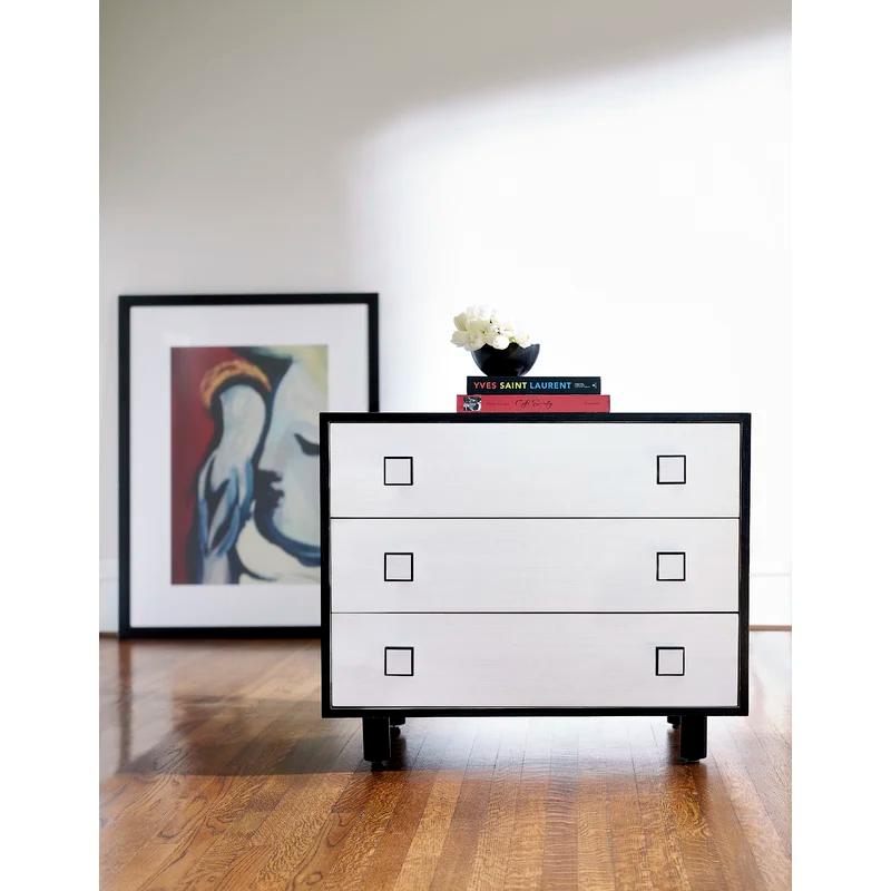 Silhouette Transitional 3-Drawer Black and White Nightstand