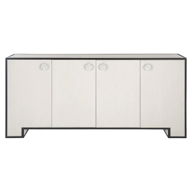 Eggshell and Onyx Two-Tone Sideboard with Nickel Hardware