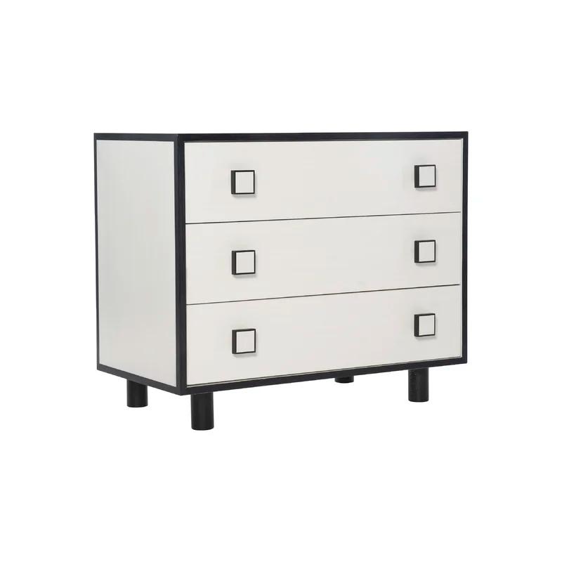 Silhouette Transitional 3-Drawer Black and White Nightstand