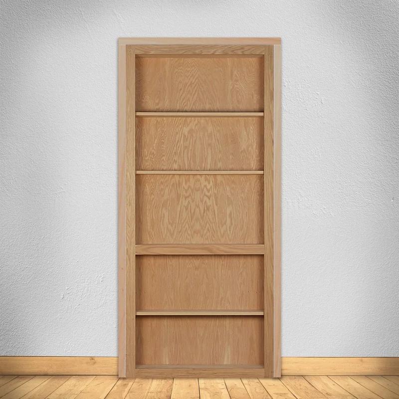 32'' x 80'' Unfinished Red Oak Hidden Bookcase Door