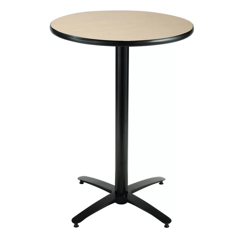 Natural Finish 30" Round Contemporary Dining Table with Steel Base