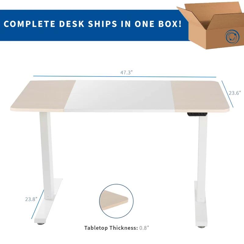 White and Light Wood Adjustable Electric Standing Desk