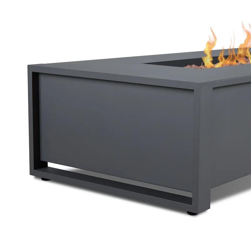 Sleek Gray 52" Aluminum Gas Fire Pit Table with Adjustable Flame