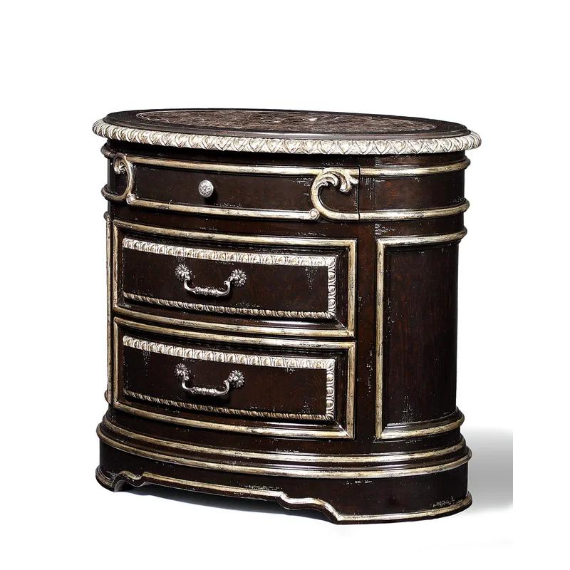 Sovereign 3-Drawer Solid Wood Nightstand in Orleans Finish with Versailles Trim