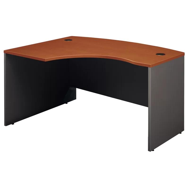 Executive Mocha Cherry L-Shaped Desk with Filing Cabinet and Keyboard Tray