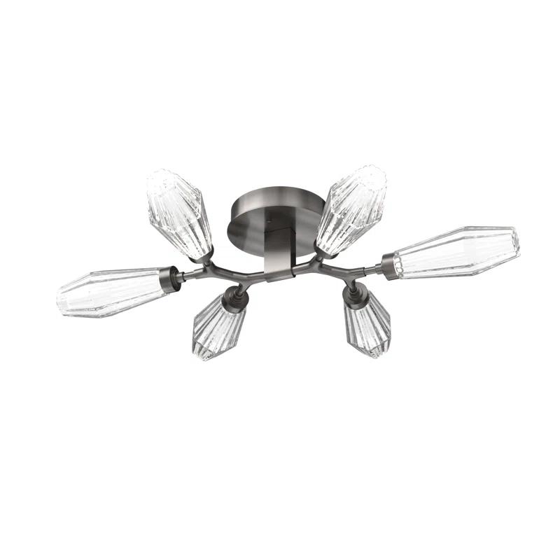 Modern Silver Glass 6-Light LED Drum Flush Mount