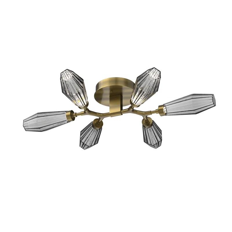 Aalto Geometric Brass & Glass 30.6" LED Flush Mount Ceiling Light