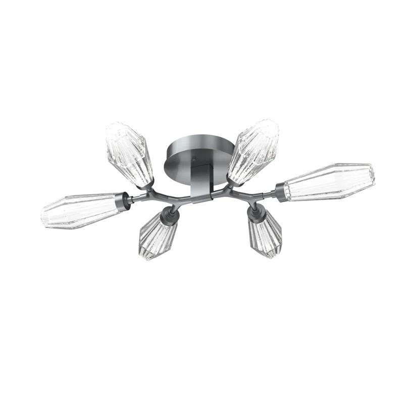 Modern Silver Glass 6-Light LED Drum Flush Mount