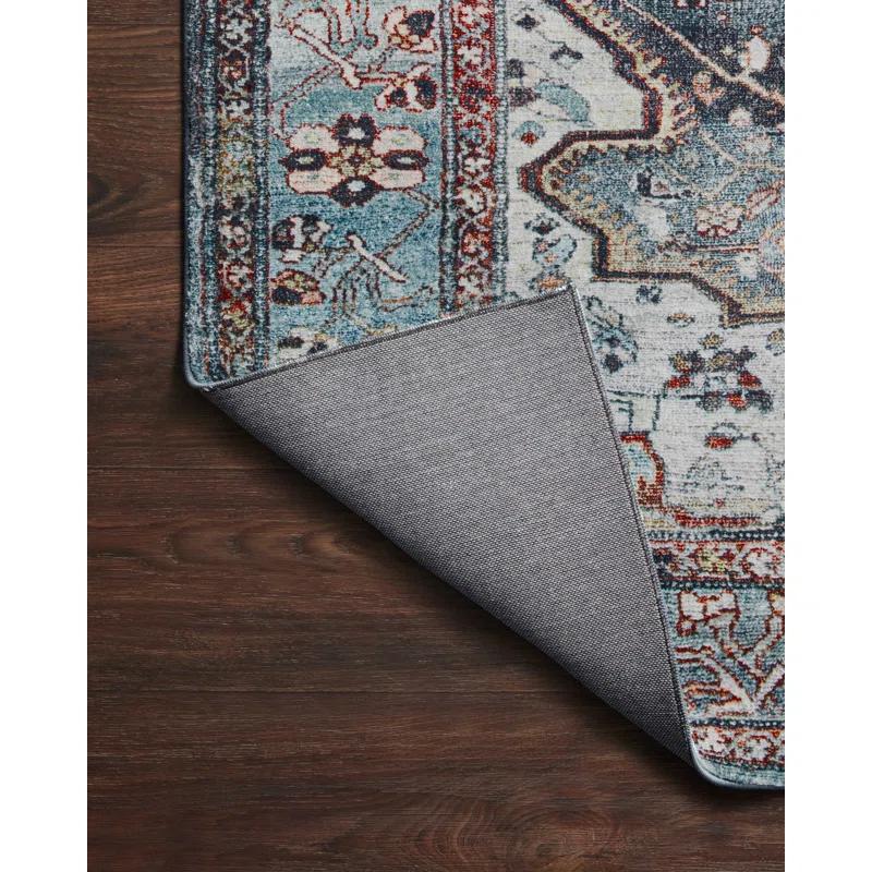 Oriental Ocean & Brick Plush Runner Rug with CloudPile Technology, 2'6" x 11'6"