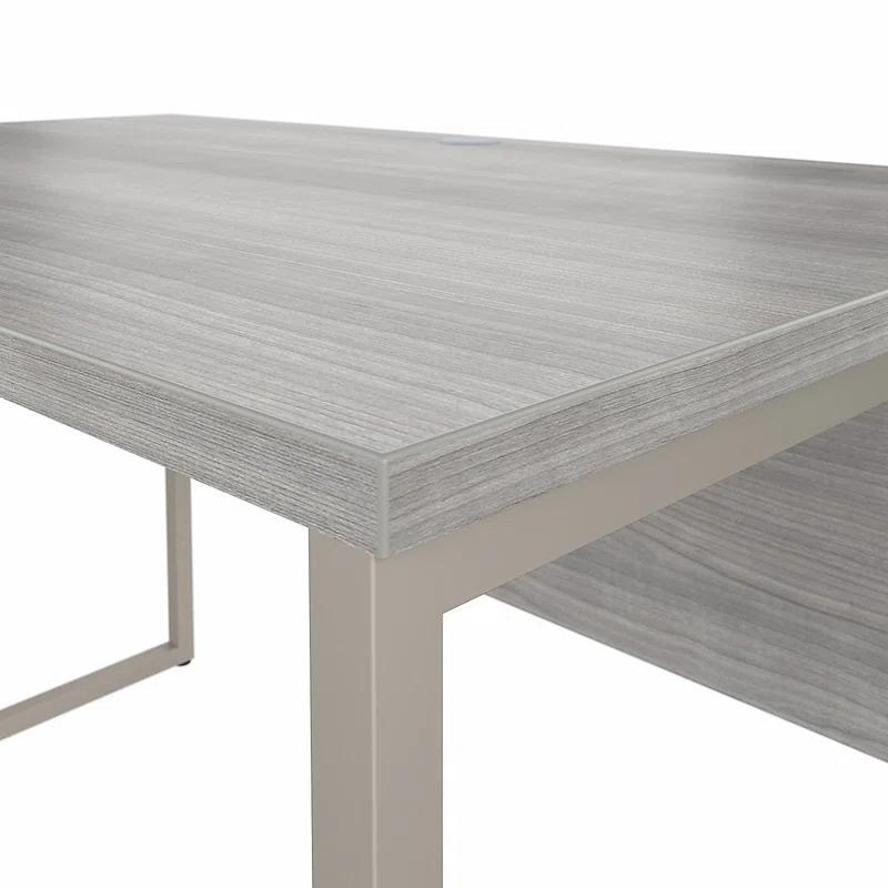 Modern Hickory 60W Home Office Desk with Silver Metal Legs