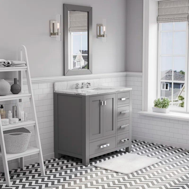 Madison 36 in. W x 21.5 in. D x 34 in. H Single Sink Bath Vanity in Cashmere Grey with Carrara White Marble Top
