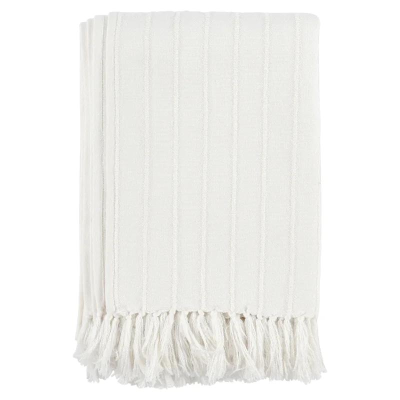 Hendri Knotted Tassel 50”x70” Throw Blanket in White