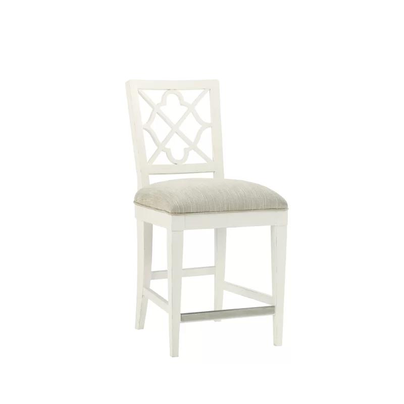 Bermuda Breeze Transitional Cream Counter Stool with Metal Accents