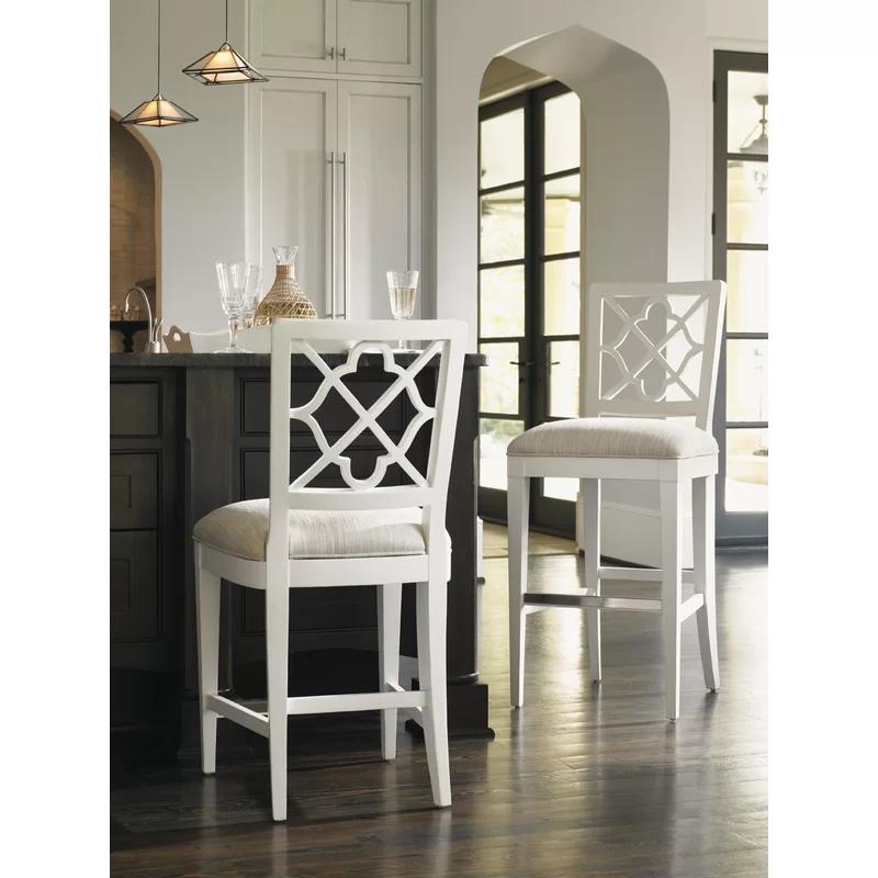 Bermuda Breeze Transitional Cream Counter Stool with Metal Accents