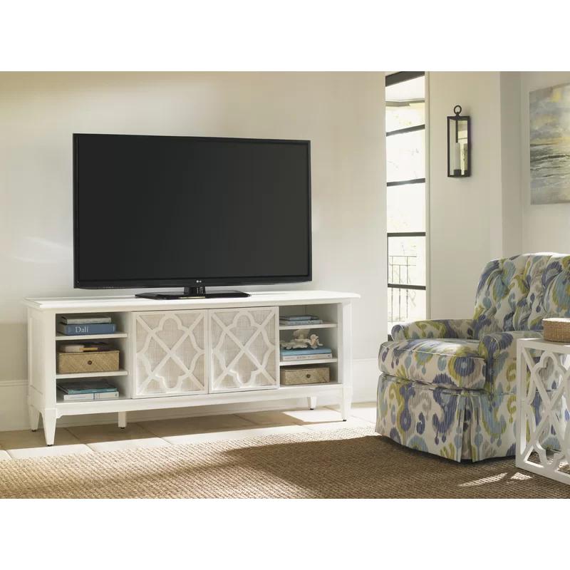 Transitional White 72" Entertainment Console with Adjustable Shelves